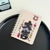 Cuaderno espiral de dibujos animados lindo, cuaderno de bolsillo estético de alta calidad, cuaderno pequeño A7 de tapa lateral, bloc de notas de mensajes creativo para estudiantes