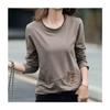 2023 Estilo K de los Nuevos Pantalones con Bolsillo de Solapa Bordado Camiseta de Manga Larga para Mujer Otoño Talla Grande para Mujer Camiseta Básica Empalmada para Mujer Top Trbottomy