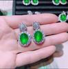 Calcedonia verde hielo elegante huevo de paloma plata 925 aretes de botón moda ágata para mujer aretes de jade aretes al por mayor