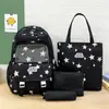 Nuevo Set de Mochila con Orejas de Gato y Estampado de Estrellas, Lindo Set de Mochila Escolar de Cuatro Piezas para Estudiantes de Primaria y Secundaria para Reducir la Carga y Proteger la Columna Vertebral