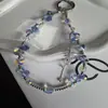 Cadena para Teléfono de Cristal Gota de Agua de Lujo Ligero y Alta Gama Colgante de Borla de Flor Llavero con Encanto Accesorio para Bolso