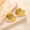 Pendientes de titanio y acero con diseño geométrico irregular de cuerpo entero, presión de aceite, oro de 18 quilates, para mujer, moda, pendientes de alta gama, venta al por mayor