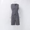 Chaleco Traje Chaleco Europeo y Americano Verano Nuevo Estilo Británico Cuello en V Chaleco Traje de Pantalón Recto Transfronterizo