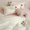 Conjunto de Quatro Peças de Algodão de Fibra Longa de Xinjiang Desenho Animado Fofo Lençol e Fronha 100% Algodão Luxo Leve Toque de Alta Qualidade Roupa de Cama para Todas as Estações