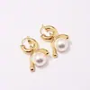 [18] joyería chapada en oro de cobre nacional y extranjera simple moda red-hot con pendientes de perlas grandes naturales