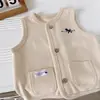 Novo conjunto de colete cardigã e camiseta estilo coreano para crianças, roupa externa para meninos e meninas, moda infantil