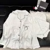 Yunduo Algodón Otoño 2025 Pijama de Mujer Pantalón de Manga Larga Cárdigan Solapa Pijama Traje Casual de Mujer Ropa para el Hogar