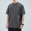 Camiseta de Manga Corta de Peso Pesado Hansca para Hombre Verano 2025 Nuevo Negro Cuello Redondo Suelto Casual Algodón Top Bordado