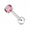 Anéis de língua de aço inoxidável com quatro pinos de zircônia cúbica, argolas para cartilagem da orelha de aço titânio, joias de piercing femininas, best-sellers transfronteiriços, atacado do fabricante