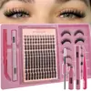 Kit de Extensión de Pestañas - Voluminoso, Adecuado para Principiantes DIY 360D, Set Mixto de 8-18MM con Pegamento y Pinzas