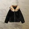 Sudadera con Capucha y Cuello de Piel Cárdigan Estilo Retro Americano Chaqueta de Felpa Cremallera Moda Callejera Elegante Exportación Transfronteriza Europea y Americana