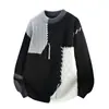 Suéter de Cuello Redondo Patchwork NASA para Hombre, Nuevo Estilo Otoño e Invierno 2025, Forrado de Polar, Grueso, Holgado, Suéter Base de Punto Holgazán