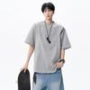 Camiseta de manga corta para hombre 2025 Verano Nuevo Marca de moda pesada Costuras deconstruidas Adolescente Suelta Caja Camiseta de media manga