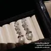Pendientes de Flor de Hada Esmeralda Flores Ricas y Nobles Encantadores Pendientes de Zirconia Rosa y Perla Combinación