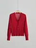 Cárdigan de punto de lana con cuello en V y manga larga de otoño personalizado para mujer, OEM de fábrica, marca privada, ropa de abrigo para mujer en stock