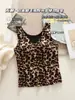 Chaleco Grueso Retro Sexy Estampado de Leopardo Cepillado, No Necesita Sujetador, Ropa Interior Picante para Chicas, Capa Base, Ropa Exterior, Espalda Hermosa, Lencería Talla Grande