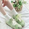 Zapatos de Entrenamiento Agande para Mujer 2025 Nuevo Otoño Punta Redonda Verde Menta Zapatos de Carrera Planos Versátiles Zapatos Deportivos Casuales