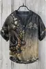 Camisa de Manga Corta con Botones, Cuello en V, Estilo Étnico Transfronterizo para Hombre, Sudadera con Estampado Digital 3D, Personalización Flexible Pod