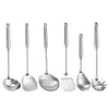 Conjunto de Utensílios de Cozinha de Aço Inoxidável com Sete Peças, Espátula de Cozinha, Colher, Suprimentos de Cozinha, Conjunto de Cozinha, Escorredor, Colher de Arroz