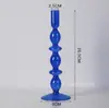 Venta al por mayor, candelabro creativo de vidrio de colores retro, candelabro de lujo para decoración de mesita de noche, vela, accesorios para cenas