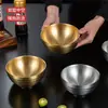 Tigela de Arroz Estilo Coreano em Aço Inoxidável 304, Tigela de Sopa para Jardim de Infância, Tigela Pequena Isolada de Camada Dupla Rosqueada para Crianças, Tigela Dourada para Macarrão