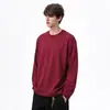 Camiseta de Manga Larga con Cuello Redondo de Algodón Puro para Hombre, Color Sólido, Holgada, Capa Base Casual, Pulóver Superior, Comercio Exterior Transfronterizo Amazon