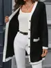 Moda Europeia e Americana Transfronteiriça 2025 Popular no Aliexpress Moda Simples de Um Botão Costura Decorativa Cor Contrastante Tops Femininos