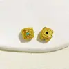 Retención de Color Alta Arena Dorada Incrustaciones de Zirconio Gato Incrustado Turquesa Cuentas de Transferencia Cuentas Sueltas Cuerda de Mano DIY Accesorios para Joyería de Cuentas