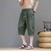 Calças Harem de Verão Largas Masculinas, Shorts Esportivos de Seda Gelada Estilo Chinês, Calças Esportivas Plus Size para Homens Grandes