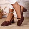 Sandálias fechadas estilo francês com fivela e calcanhar aberto, sapatos de salto alto, novos sapatos Mary Jane estilo vintage versáteis com salto grosso 2026