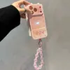 Pulsera de Cuentas de Gato Degradado Compatible con Funda de Teléfono Apple 17 Pro Max para Niñas, Lindas Orejas de Gato 16/15/14