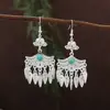 Pendientes Miao Étnicos de Borla Larga Estilo Nuevo, Pendientes Exagerados de Declaración de Moda Estilo Étnico de Plata Miao de Lujo Ligero