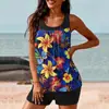 Novo Tankini Dividido Roupa de Banho Europeia e Americana Transfronteiriça Feminina Estampada Shorts Conjunto de Duas Peças Amazon Aliexpress
