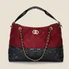 Bolso Tote Grande de Estilo Vintage de Gran Capacidad para Mujer, Bolso de Hombro con Cadena de Bloques de Color, Bolso Cruzado Versátil y de Moda
