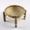 Cesta de produtos trançados de bambu artesanal produtos trançados de bambu decoração criativa casa pá de lixo bandeja pequena placa de bambu para casa redonda
