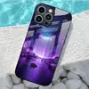 Aplicable a Apple 18PRO Funda de Vidrio Templado 17PROMAX Cielo Estrellado Morado Cubierta Protectora iPhone16 Cascada 17E
