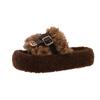 Pantuflas Peludas de Suela Gruesa para Uso Exterior de Mujer 2025 Otoño Nueva Moda Hebilla de Cinturón Pantuflas Perezosas Casuales Rizadas Venta al por Mayor