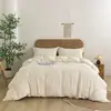 Conjunto de cama de três peças com capa de edredom de gaze de dupla camada, cor sólida, estilo natural wabi-sabi, para comércio exterior transfronteiriço, personalizável