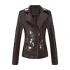 Chaqueta de Cuero Bordada Nueva 2025 con Cremallera Diagonal, Abrigo de Manga Larga para Primavera y Otoño, Chaqueta de Motociclista para Mujer Talla Europea, Moda Femenina Transfronteriza