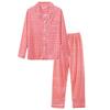 2021 Pijama Nova Feminina Outono e Inverno Manga Comprida Lapela Cardigan Conjunto Calças Tamanho Grande Roupa de Casa Peça Única Fina