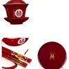 Juego de Cuenco y Palillos de Boda, Dote, Taza de Té, Par Festivo Rojo de Cuencos, Cuencos de Boda, Suministros de Boda