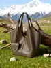 Bolso de Mujer Estilo Nuevo Bolso de Mujer Piel Genuina Bolso de Hombro Bajo el Brazo Bolso Tote de Cuero de Vaca Transfronterizo Nicho Cruzado Retro Piel Suave Gran Capacidad
