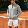 Moletom Masculino Jacquard Espesso com Meio Zíper, Manga Longa e Bolsos Laterais, Direto da Fábrica, Pedido Pequeno com Giro Rápido