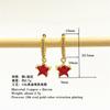 Aretes colgantes de estrella de cinco puntas color circón con microincrustaciones de cobre, estilo casual, accesorios para aretes de mujer, recubrimiento galvánico de retención de color dorado