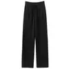 Nuevos Pantalones de Pierna Ancha de Cachemira para Mujer con Cordones Otoño Invierno Engrosados Con Bolsillos Modernos Suaves Versátiles Adelgazantes de Pierna Recta Pantalones Casuales