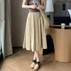 Falda Fina de Verano para Mujer Talla Grande 100kg Fluida que Cubre la Cadera Adelgazante Seda de Hielo Yamamoto Secado Rápido Falda de Paraguas Línea A