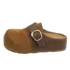 Medias pantuflas de media punta con hebilla interior para aumentar altura, otoño 2026, pantuflas slip-on de suela gruesa para mujer, para usar al aire libre, estilo perezoso
