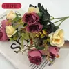 Luxuoso Buquê de Rosas com 6 Hastes e 12 Flores, Flores Artificiais para Casamento, Casa e Decoração de Sala de Estar, Buquê de Flores Simuladas, Flores de Seda para Decoração de Casa
