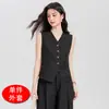 Conjunto de Chaleco de Lino Nuevo Verano 2026 Traje de Dos Piezas con Chaleco para Mujer Petite Sin Mangas Blazer Informal Delgado