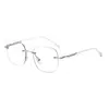 Gafas de prescripción que cambian de color con diseño de cielo estrellado, Gafas sin montura que bloquean la luz azul, Gafas de prescripción fotocromáticas grises con montura cuadrada de metal transfronteriza